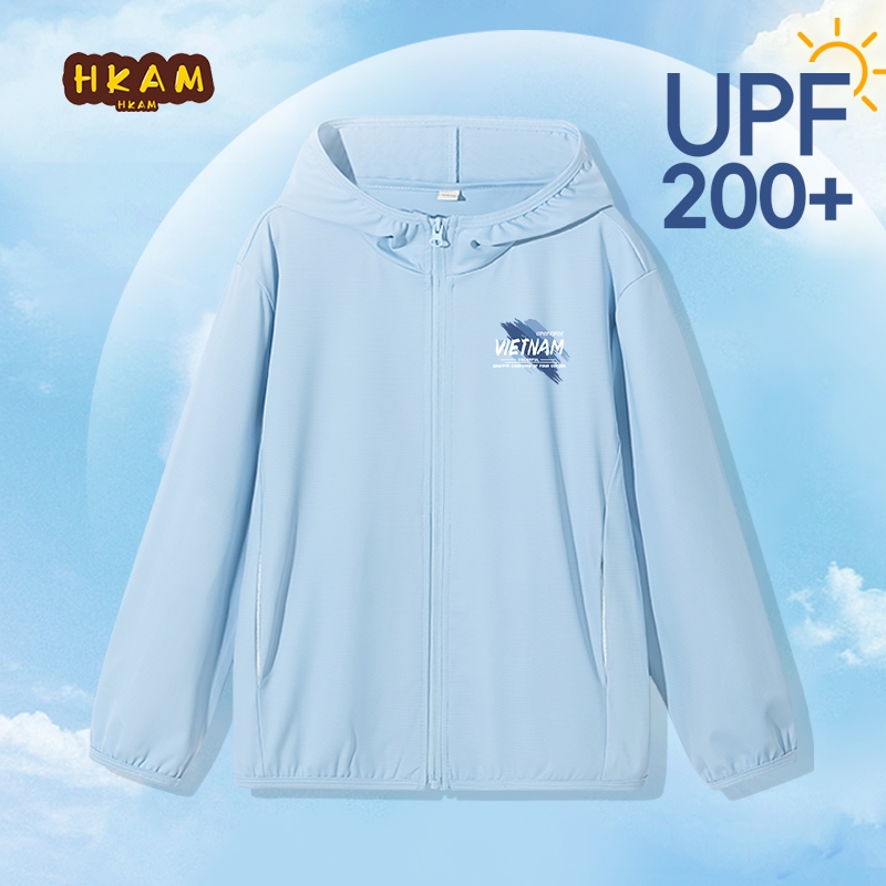 HKAM UPF200 + Quần Áo Chống Nắng Bé Trai Trẻ Em Mùa Hè Quần Áo Chống Nắng Đàn Hồi Cao Chống Nhăn Cảm Giác Thoáng Mát Thích Hợp Cho Thể Thao Và Trường Học