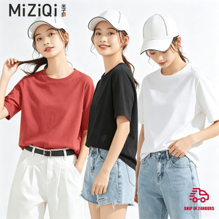 【ship in 24hours】Áo Thun Nữ Mùa Hè 2026, Cotton Nguyên Chất, In Hình Cổ Tròn