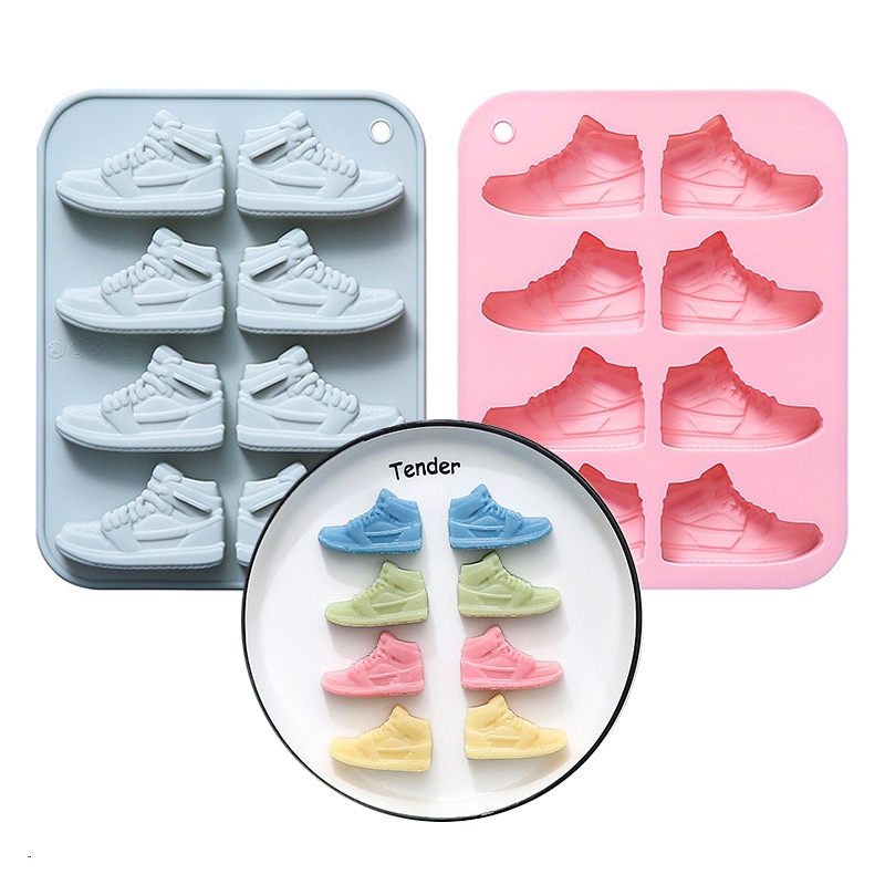 8 Khoang Sneaker Mô Hình Khuôn Silicon Khuôn Socola Fondant Jelly Epoxy Ice Cube Khuôn Silicon DIY Dụng Cụ Nướng Bánh * - * &