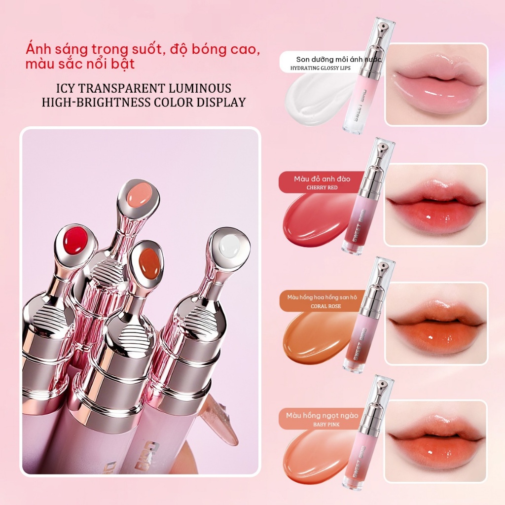 Sweet Bird - Tinh Chất Dưỡng Môi Son Bóng Gương Không Dính Ly, Làm Mờ Nếp Nhăn, Dưỡng Ẩm Cấp Ẩm