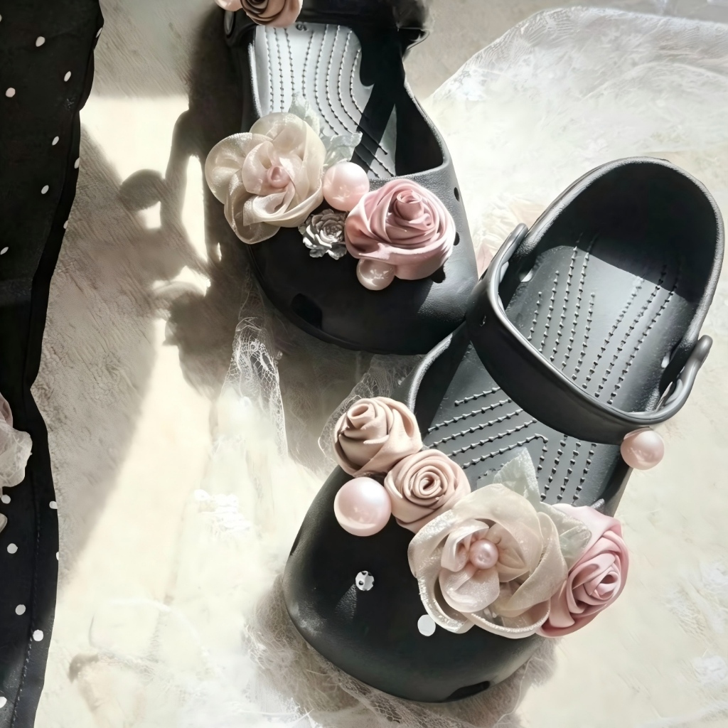 Bé Gái Tắc Sandal Giày DIY Quyến Rũ Công Chúa Hồng Hoa Nút Lỗ Giày Trang Trí Bộ Phụ Kiện Quà Tặng