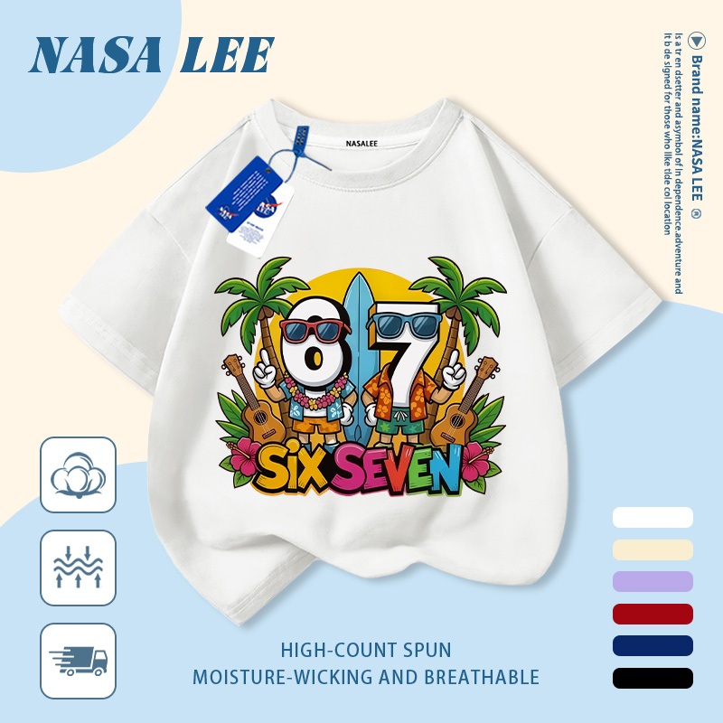 ☀️ Giao hàng trong ngày 🏖️ Áo thun trẻ em NASA cotton trắng in bãi biển số 67, thoáng mát, tay ngắn cho bé 3-16 tuổi nam nữ đều mặc được.