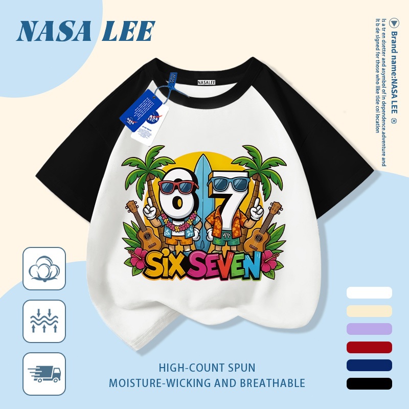 ☀️ Giao hàng trong ngày 🏖️ Áo thun trẻ em NASA cotton trắng in bãi biển số 67, thoáng mát, tay ngắn cho bé 3-16 tuổi nam nữ đều mặc được.