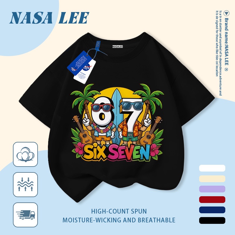 ☀️ Giao hàng trong ngày 🏖️ Áo thun trẻ em NASA cotton trắng in bãi biển số 67, thoáng mát, tay ngắn cho bé 3-16 tuổi nam nữ đều mặc được.