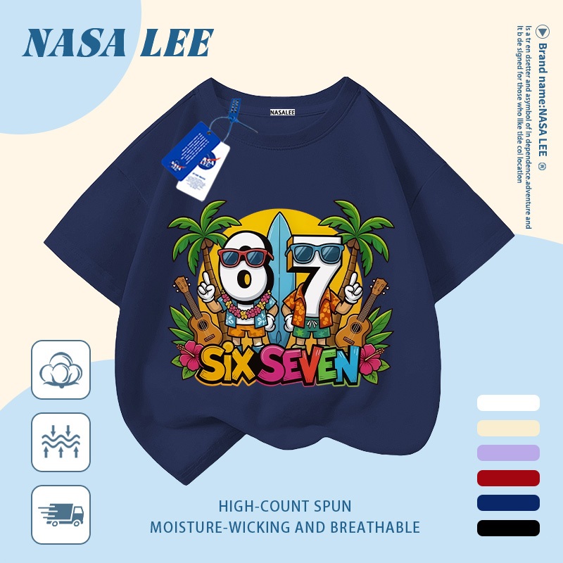 ☀️ Giao hàng trong ngày 🏖️ Áo thun trẻ em NASA cotton trắng in bãi biển số 67, thoáng mát, tay ngắn cho bé 3-16 tuổi nam nữ đều mặc được.