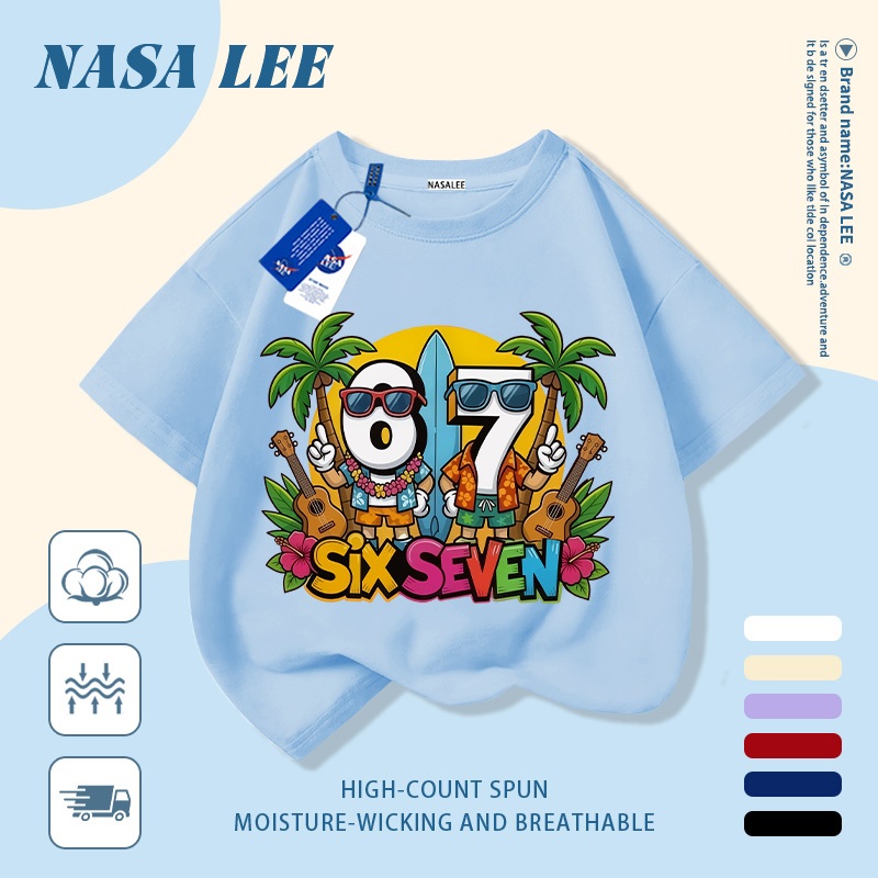 ☀️ Giao hàng trong ngày 🏖️ Áo thun trẻ em NASA cotton trắng in bãi biển số 67, thoáng mát, tay ngắn cho bé 3-16 tuổi nam nữ đều mặc được.