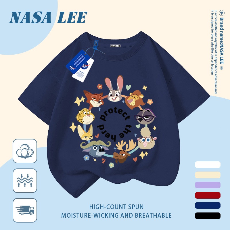 🦁 Giao hàng trong ngày 🦒 Áo thun trẻ em NASA cotton trắng thoáng khí in hình động vật thời trang, tay ngắn thoải mái cho bé 3-16 tuổi cả trai và gái.
