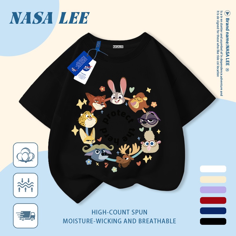 🦁 Giao hàng trong ngày 🦒 Áo thun trẻ em NASA cotton trắng thoáng khí in hình động vật thời trang, tay ngắn thoải mái cho bé 3-16 tuổi cả trai và gái.