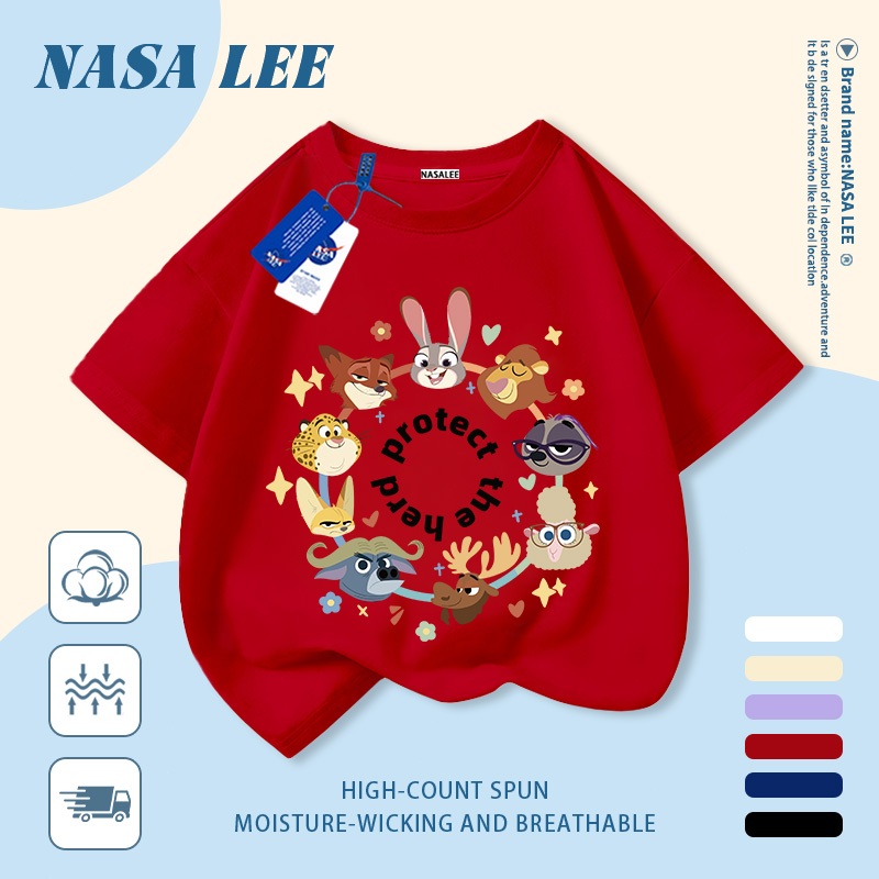 🦁 Giao hàng trong ngày 🦒 Áo thun trẻ em NASA cotton trắng thoáng khí in hình động vật thời trang, tay ngắn thoải mái cho bé 3-16 tuổi cả trai và gái.