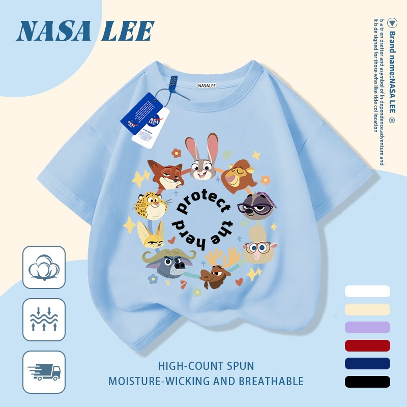 🦁 Giao hàng trong ngày 🦒 Áo thun trẻ em NASA cotton trắng thoáng khí in hình động vật thời trang, tay ngắn thoải mái cho bé 3-16 tuổi cả trai và gái.