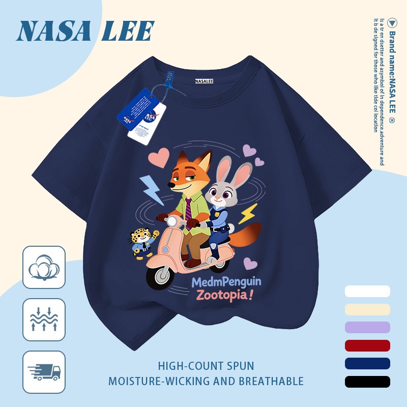 Giao hàng trong ngày  Áo thun trẻ em NASA cotton trắng thoáng khí in hình động vật thời trang, tay ngắn thoải mái cho bé 3-16 tuổi cả trai và gái.