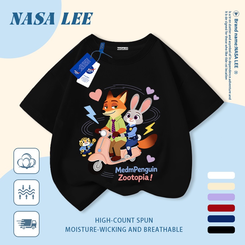 Giao hàng trong ngày  Áo thun trẻ em NASA cotton trắng thoáng khí in hình động vật thời trang, tay ngắn thoải mái cho bé 3-16 tuổi cả trai và gái.