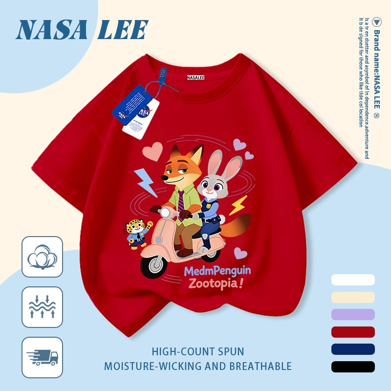 Giao hàng trong ngày  Áo thun trẻ em NASA cotton trắng thoáng khí in hình động vật thời trang, tay ngắn thoải mái cho bé 3-16 tuổi cả trai và gái.