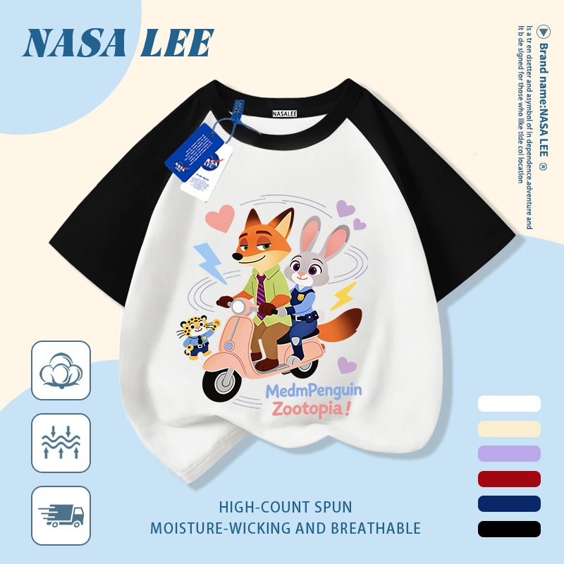 Giao hàng trong ngày  Áo thun trẻ em NASA cotton trắng thoáng khí in hình động vật thời trang, tay ngắn thoải mái cho bé 3-16 tuổi cả trai và gái.
