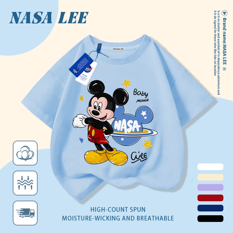 🐭 Giao hàng trong ngày 🐭 Áo thun trẻ em chủ đề vũ trụ cotton trắng thoáng khí in hình động vật thời trang, tay ngắn thoải mái cho bé 3-16 tuổi cả trai và gái.
