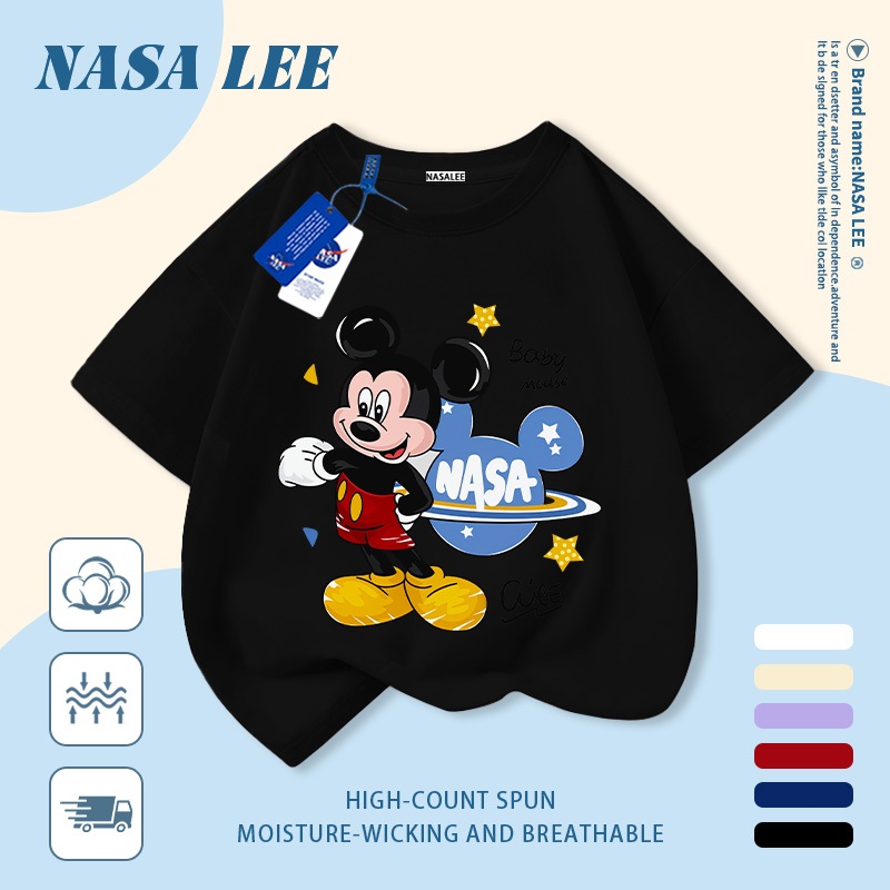 🐭 Giao hàng trong ngày 🐭 Áo thun trẻ em chủ đề vũ trụ cotton trắng thoáng khí in hình động vật thời trang, tay ngắn thoải mái cho bé 3-16 tuổi cả trai và gái.