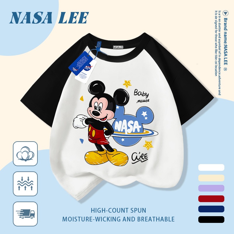 🐭 Giao hàng trong ngày 🐭 Áo thun trẻ em chủ đề vũ trụ cotton trắng thoáng khí in hình động vật thời trang, tay ngắn thoải mái cho bé 3-16 tuổi cả trai và gái.