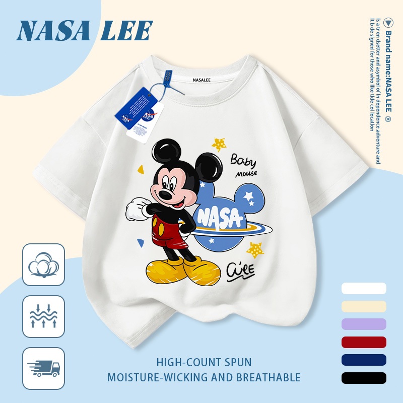 🐭 Giao hàng trong ngày 🐭 Áo thun trẻ em chủ đề vũ trụ cotton trắng thoáng khí in hình động vật thời trang, tay ngắn thoải mái cho bé 3-16 tuổi cả trai và gái.