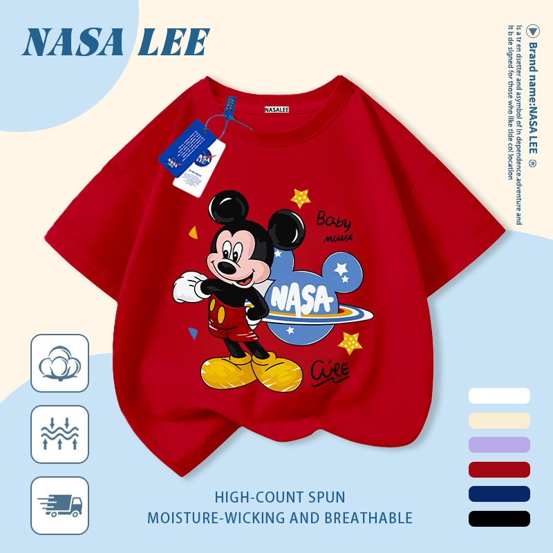 🐭 Giao hàng trong ngày 🐭 Áo thun trẻ em chủ đề vũ trụ cotton trắng thoáng khí in hình động vật thời trang, tay ngắn thoải mái cho bé 3-16 tuổi cả trai và gái.