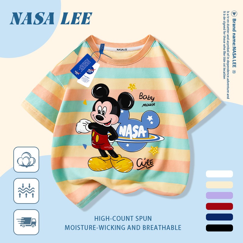 🐭 Giao hàng trong ngày 🐭 Áo thun trẻ em chủ đề vũ trụ cotton trắng thoáng khí in hình động vật thời trang, tay ngắn thoải mái cho bé 3-16 tuổi cả trai và gái.