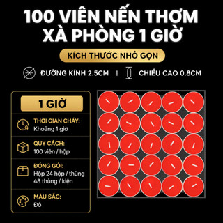 Nến Tealight hộp 100 viên, bơ 1–3 giờ, không khói không mùi, cầu nguyện, nhà hàng, giữ nhiệt