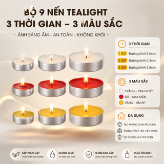 Nến Tealight hộp 100 viên, bơ 1–3 giờ, không khói không mùi, cầu nguyện, nhà hàng, giữ nhiệt