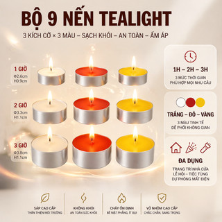 Nến Tealight hộp 100 viên, bơ 1–3 giờ, không khói không mùi, cầu nguyện, nhà hàng, giữ nhiệt