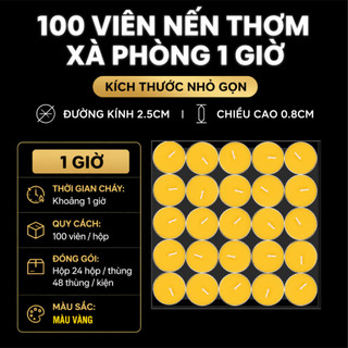 Nến Tealight hộp 100 viên, bơ 1–3 giờ, không khói không mùi, cầu nguyện, nhà hàng, giữ nhiệt