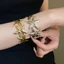 Vòng tay đa sao vàng & mạ bạc đánh bóng, điều chỉnh được, phong cách boho dành cho nữ