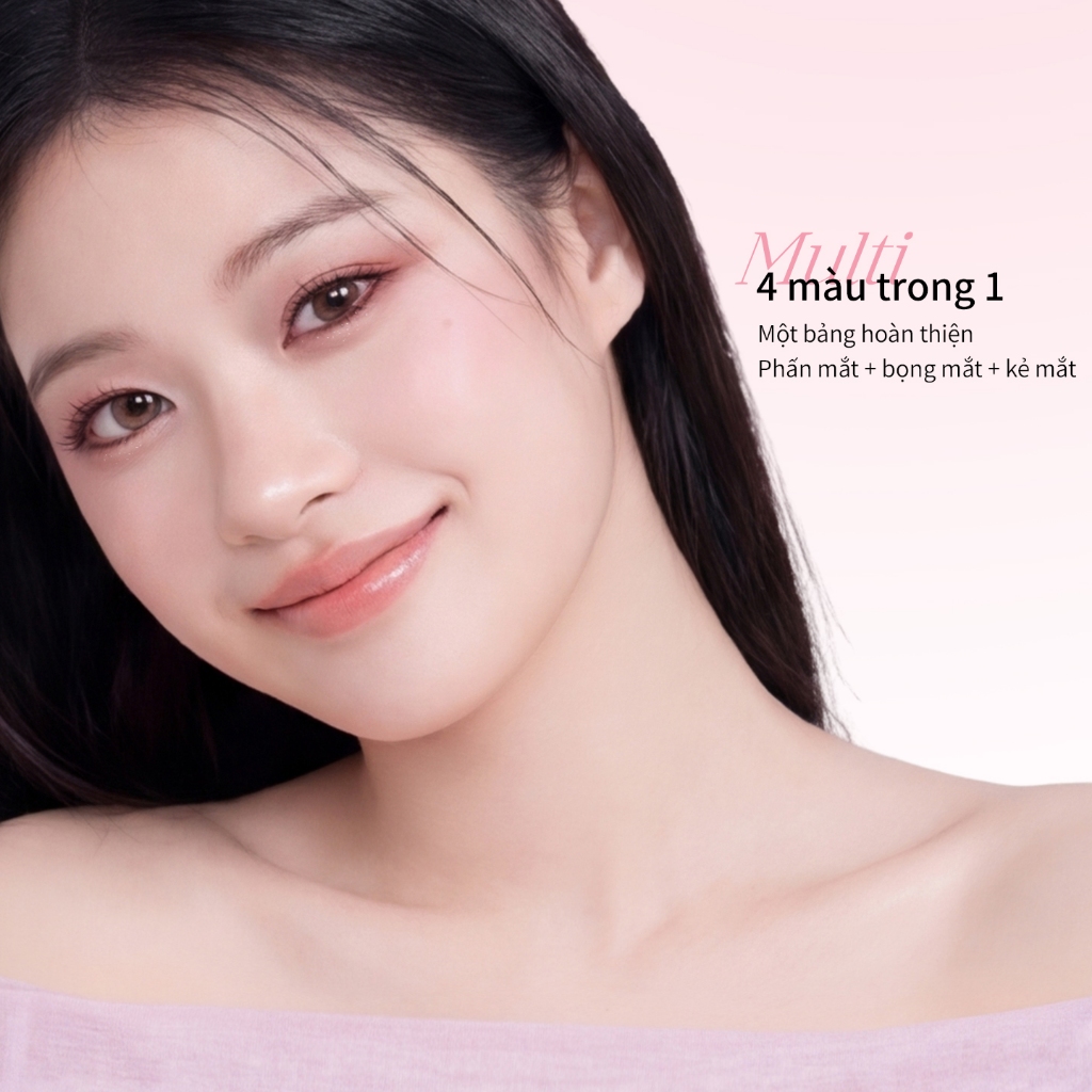 Bảng Makeup Mooekiss 4 Màu, Má Hồng & Highlight, Lì & Nhũ, Dễ Tán, Dùng Hàng NgàyKhông LemLâu TrôiHàng NgàyNgười Mới Bắt Đầu