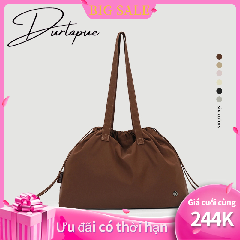 Túi Tote đeo vai dây rút chống thấm nước DURLAPUE Caramel màu nâu