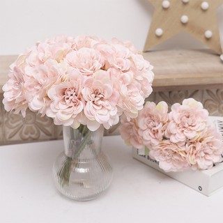 5 Đầu [SALE] Hoa mẫu đơn lụa gợn sóng nhân tạo Hoa mẫu đơn Hoa giả Trang trí phòng tiệc cưới Thẩm mỹ Bắc Âu Vintage Hoa trung tâm Quà tặng cô dâu Vườn khách thực tế