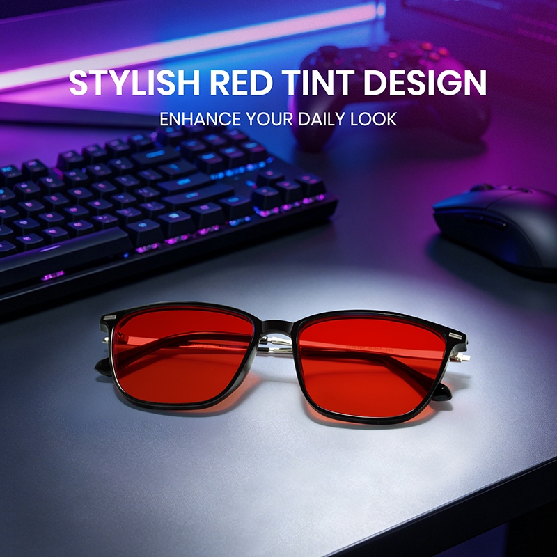 Cyxus Kính chặn ánh sáng xanh/kính chơi game/gọng vuông, tròng kính PC, gọng TR90, unisex, giảm mỏi mắt  8208