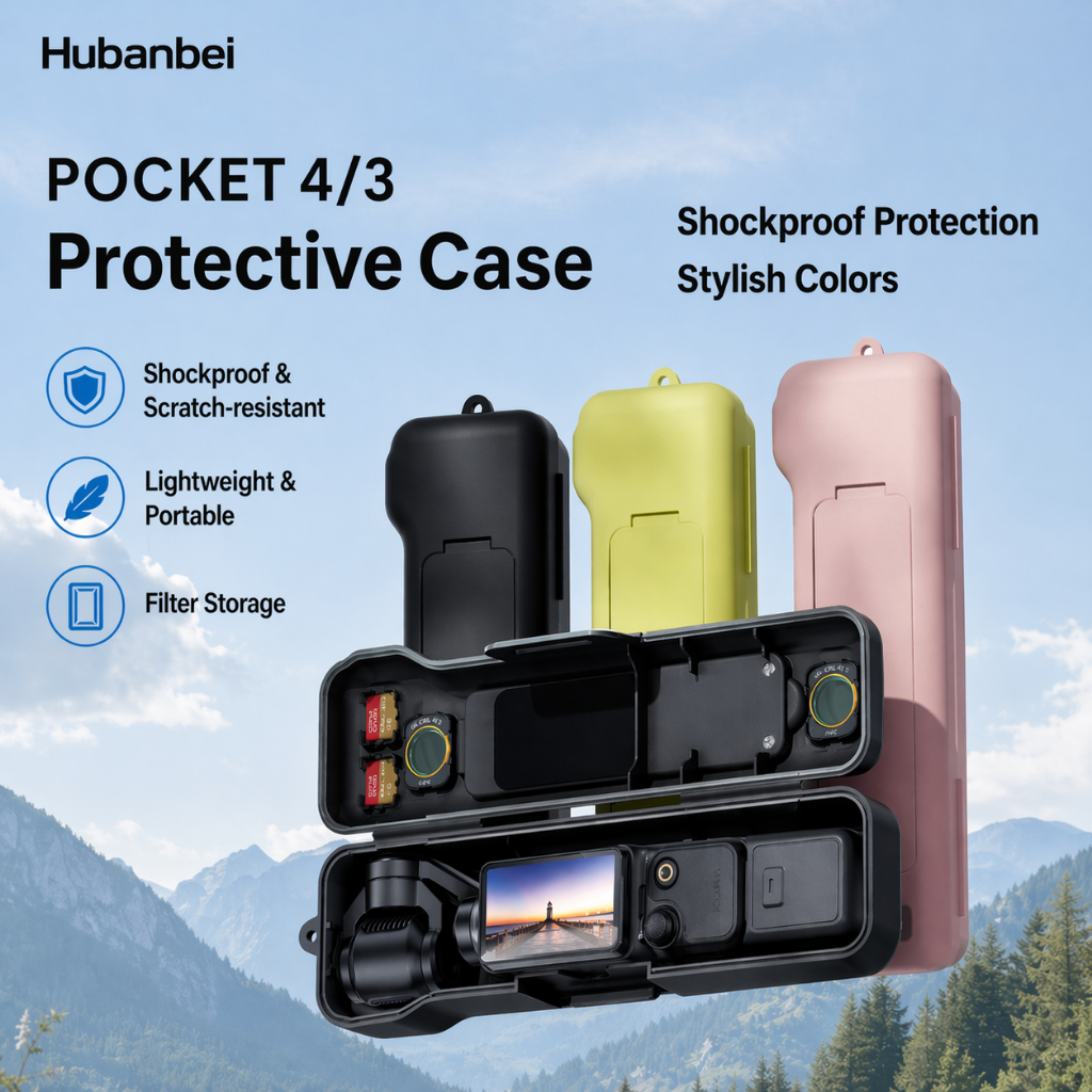 Hộp Đựng Bảo Vệ cho DJI Osmo Pocket 4/3, Hộp Đựng Đa Năng Chống Sốc với Ngăn Chứa Kính Lọc Nam Châm, Khe Thẻ Nhớ, Nắp Lật, Thiết Kế Nhẹ Gọn cho Du Lịch