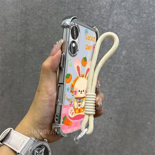 Ốp Lưng Cho OPPO A58 4G A78 4G Ốp Điện Thoại Trong Suốt Silicon Cao Cấp Thẩm Mỹ Họa Tiết Thỏ Dễ Thương Miễn Phí Tinh Tế Treo Dây