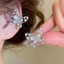 Bướm kẹp bông tai cz zircon mạ bạc, phong cách Hàn Quốc