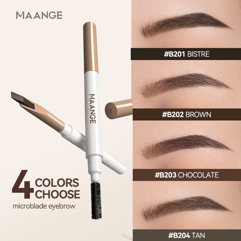 Bút kẻ lông mày MAANGE thiết kế hai đầu siêu mảnh chống thấm nước lâu trôi cao cấp MG-E04