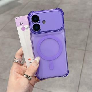 Sáng tạo mở lớn 2 trong 1 với vỏ điện thoại màu tím màng ống kính tích hợp phù hợp cho iPhone 11 12 13 14 15 16 17 Pro Max mờ trong suốt chống rơi vỏ mềm