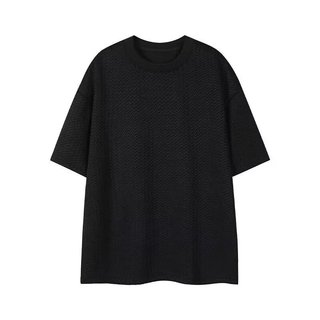 Mùa Hè Cao Cấp Sọc Đan Tay Ngắn Nam Mỹ Retro Kinh Doanh Thường Ngày Thoáng Khí Slim-fit Cổ Tròn Áo Thun