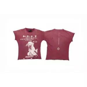 Unisex High Street Vintage Rửa Đau Khổ Thú Cưng Chó In Hình Không Tay Tank Top Đau Khổ Đỏ