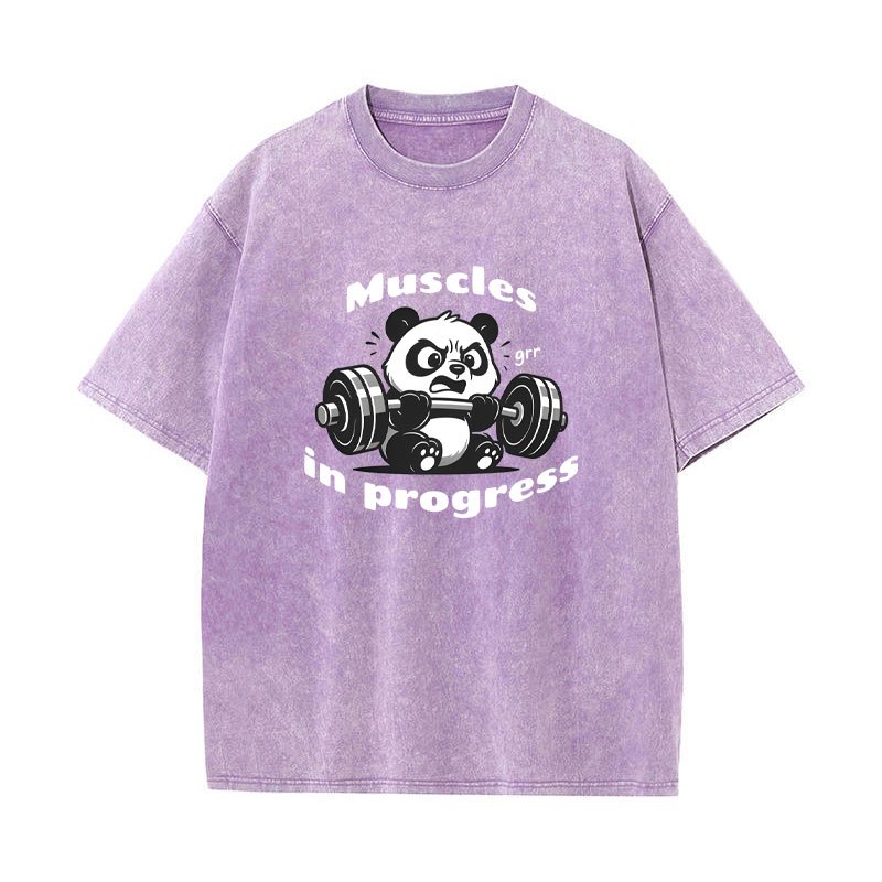 Cơ bắp áo thun dành cho người tập gym với hình gấu trúc vintage hài hước - Mềm mại và thoáng khí