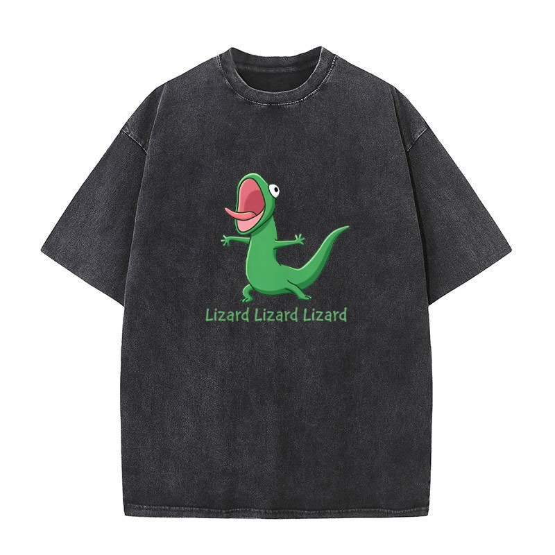 Áo Thun Nam Cotton Hình Thằn Lằn Phễu Phim Hoạt Hình, Cổ Tròn Tay Ngắn, Phong Cách Vintage Mùa Hè