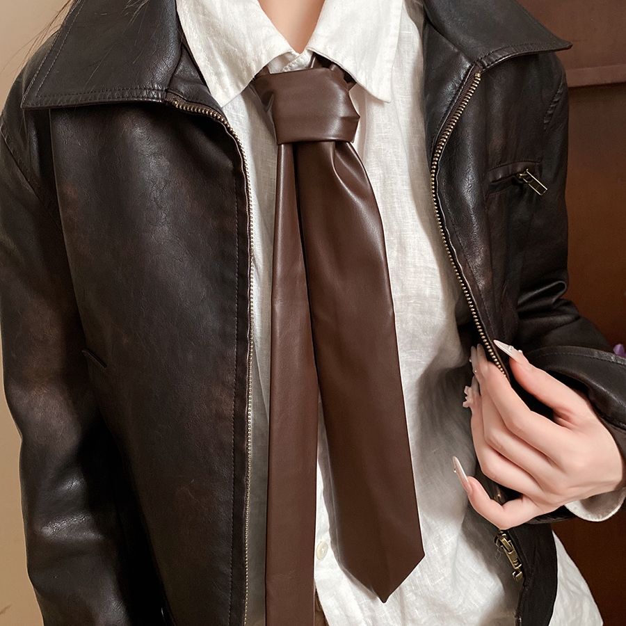 Cà vạt Skinny Da Retro phong cáchpunk, phù hợp nam và nữ