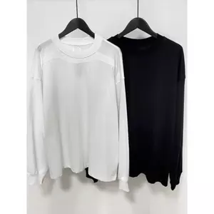 Áo thun dài tay màu trơn xẻ rời Unisex RO Style, Đen trắng