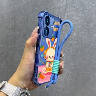 Ốp Lưng Cho vivo Y22S Y22 Ốp Điện Thoại Trong Suốt Silicon Cao Cấp Thẩm Mỹ Dễ Thương Họa Tiết Thỏ Miễn Phí Tinh Tế Treo Dây