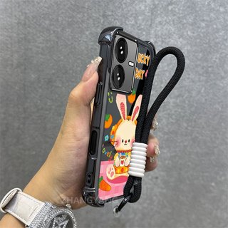 Ốp Lưng Cho vivo Y22S Y22 Ốp Điện Thoại Trong Suốt Silicon Cao Cấp Thẩm Mỹ Dễ Thương Họa Tiết Thỏ Miễn Phí Tinh Tế Treo Dây