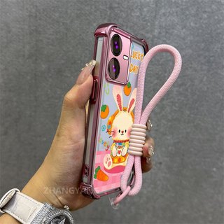 Ốp Lưng Cho vivo Y22S Y22 Ốp Điện Thoại Trong Suốt Silicon Cao Cấp Thẩm Mỹ Dễ Thương Họa Tiết Thỏ Miễn Phí Tinh Tế Treo Dây
