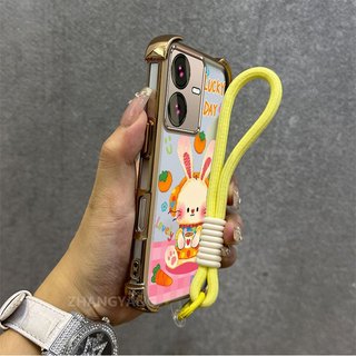 Ốp Lưng Cho vivo Y22S Y22 Ốp Điện Thoại Trong Suốt Silicon Cao Cấp Thẩm Mỹ Dễ Thương Họa Tiết Thỏ Miễn Phí Tinh Tế Treo Dây