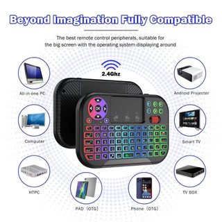 8 màu RGB Light Bluetooth & Bàn phím chuột không dây 2.4GHz Điều khiển từ xa với bàn di chuột có đèn nền cho Android TV Box PC