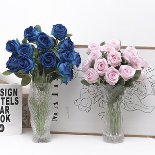 Bó hoa hồng trà hồng nhạt nhân tạo - Sắp xếp hoa giả thực tế cho đám cưới Trang trí văn phòng tại nhà